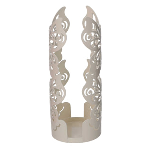 Portabicchiere in metallo farfalla crema tondo cm ø8h20