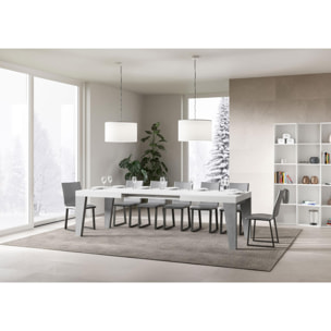 Table Naxy Mix Extensible dessus Frêne Blanc structure Ciment 90x160 Allongée 420