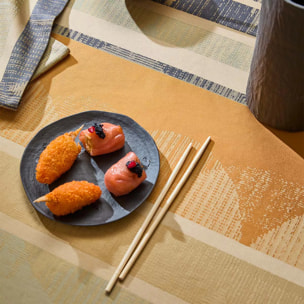 Set pur coton motif jacquard beige marron Mille edo cuir