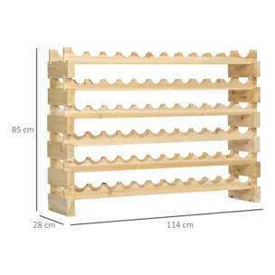 Botellero Vino 72 Botellas Botellero de Madera de 6 Niveles Botellero Vertical Carga 100 kg para Cocina Comedor Bar 114x28x85 cm Madera Natural