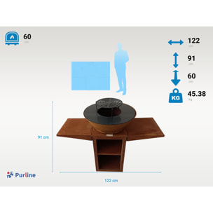 Barbecue avec plaque ronde, grill et support