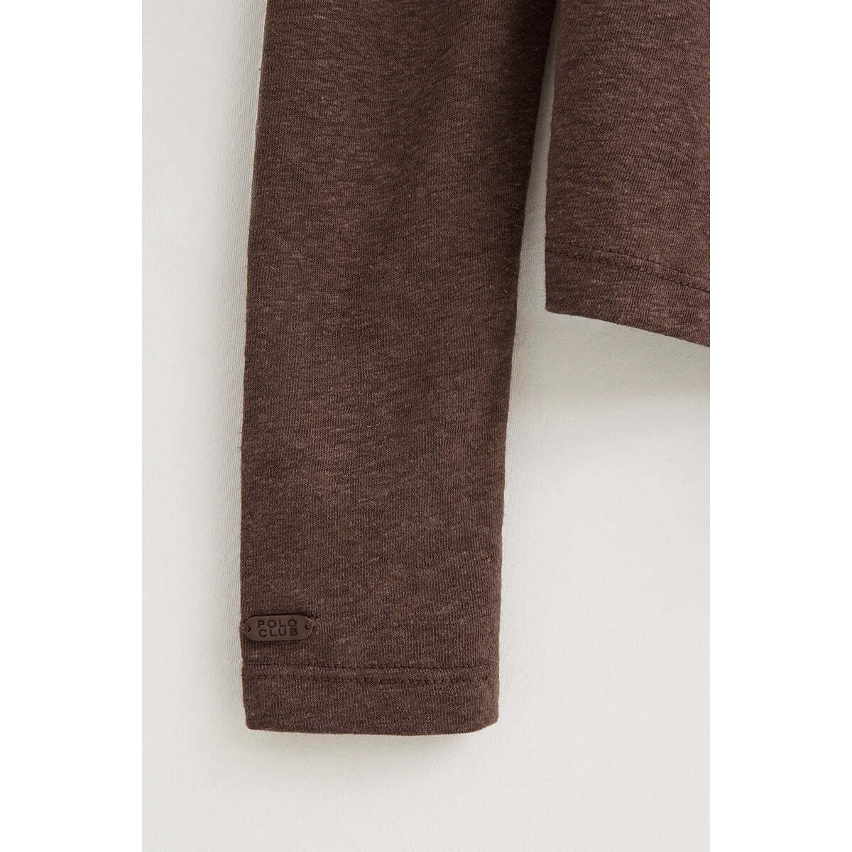 Maglietta cioccolato a maniche lunghe in misto lino con logo Polo Club