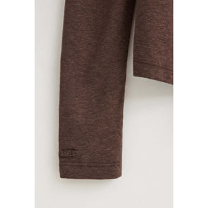 Maglietta cioccolato a maniche lunghe in misto lino con logo Polo Club