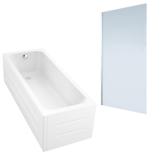 Baignoire droite D-Code 160 x70 cm + Pare bain droit AURYS Mist 1 chromé