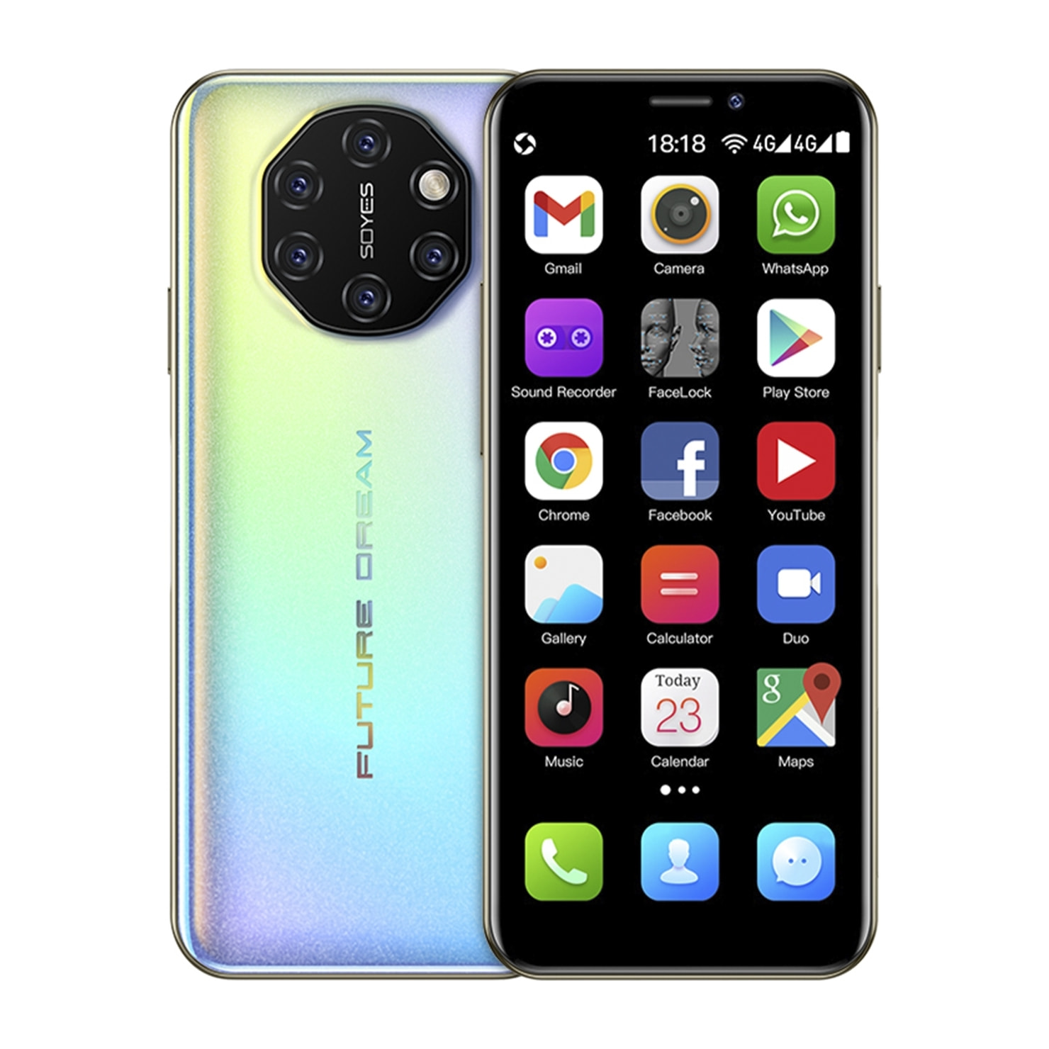 DAM  Mini smartphone S10i 4G, Android, 3GB RAM + 32GB. Schermo da 3,46''. Doppia scheda SIM. 4,5x1,2x10,2 centimetri. Colore: oro
