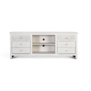Mueble TV de Madera de Mango 180 Cm Estilo Vintage Contemporáneo
