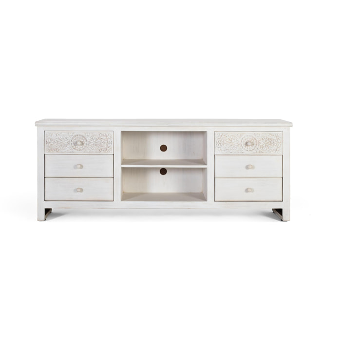 Mueble TV de Madera de Mango 180 Cm Estilo Vintage Contemporáneo
