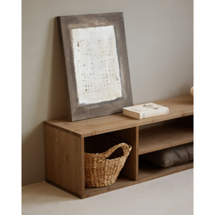 Meuble TV en bois massif ton chêne foncé 160x40cm Hauteur: 40 Longueur: 160 Largeur: 40