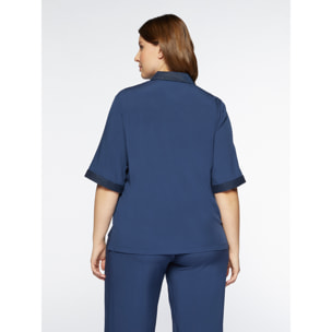 Fiorella Rubino - Blusa con cuello de viscosa ECOVERO™ - Azul