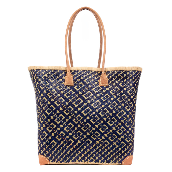 Arda bolso de hombro mujer. Fabricado en paja con asas de cuero.