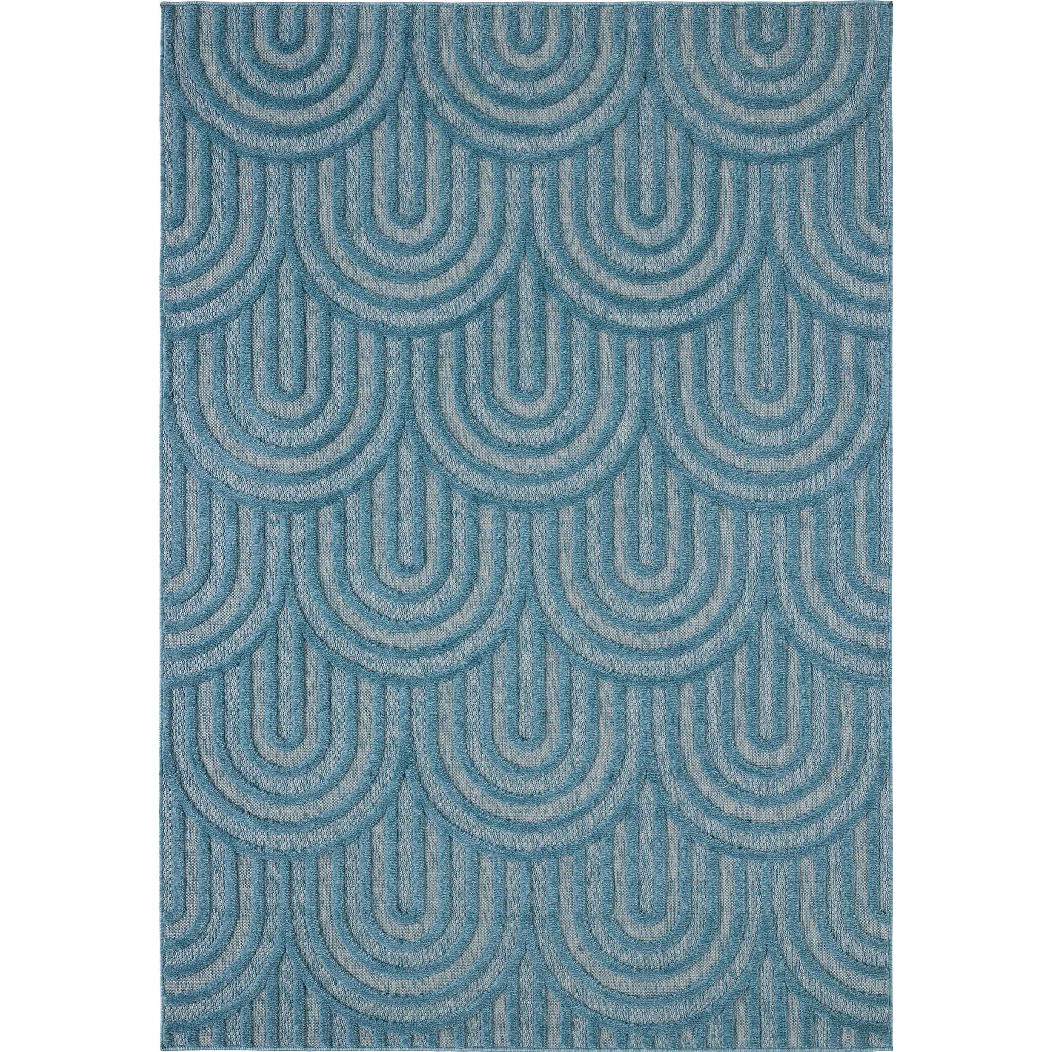 SANTORINI - Tapis d'intérieur/extérieur à motifs en relief arc - Turquoise