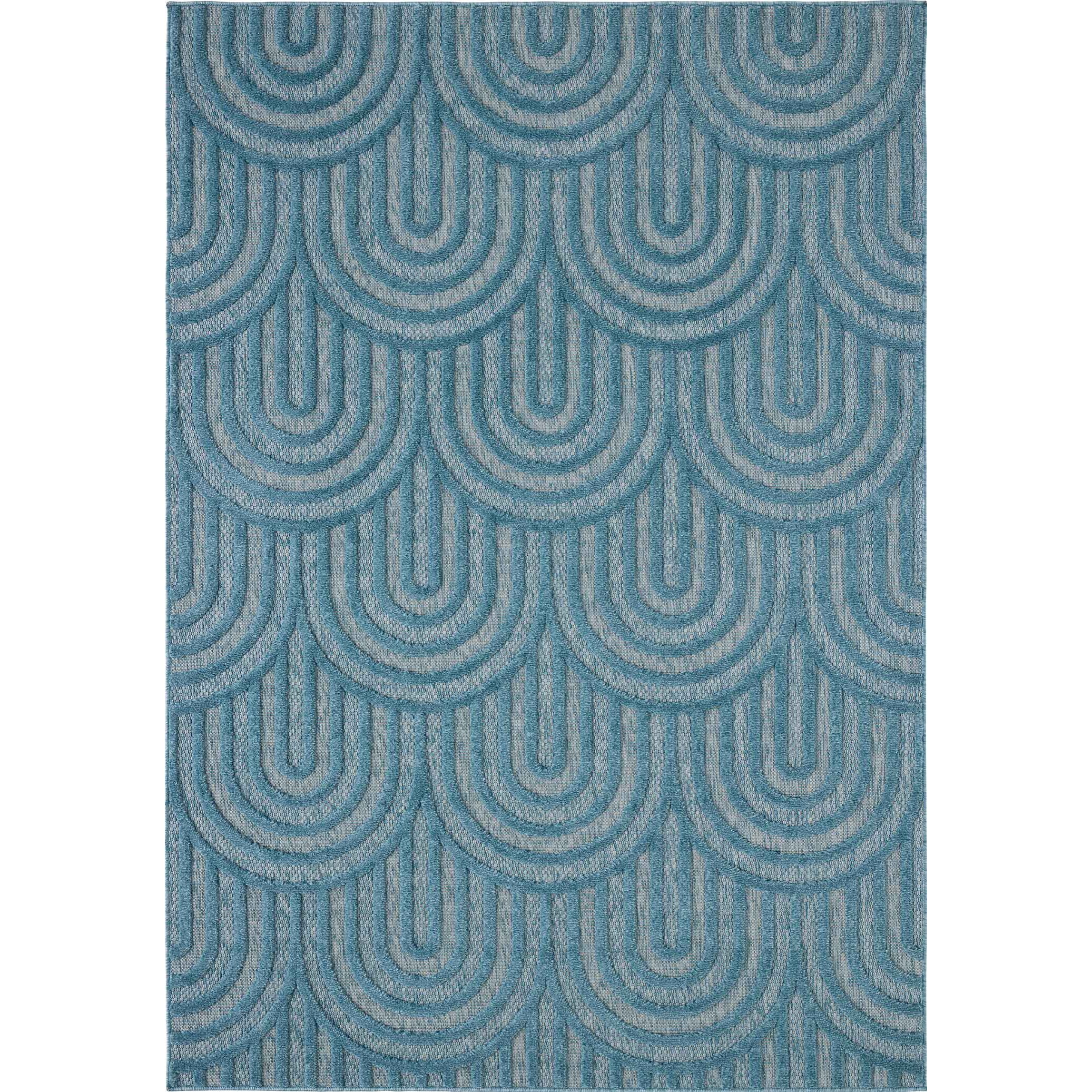 SANTORINI - Tapis d'intérieur/extérieur à motifs en relief arc - Turquoise