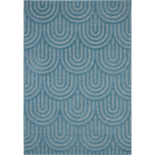 SANTORINI - Tapis d'intérieur/extérieur à motifs en relief arc - Turquoise