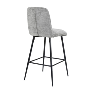 Tabouret de bar rembourré en tissu avec pied métal noir - LILA
