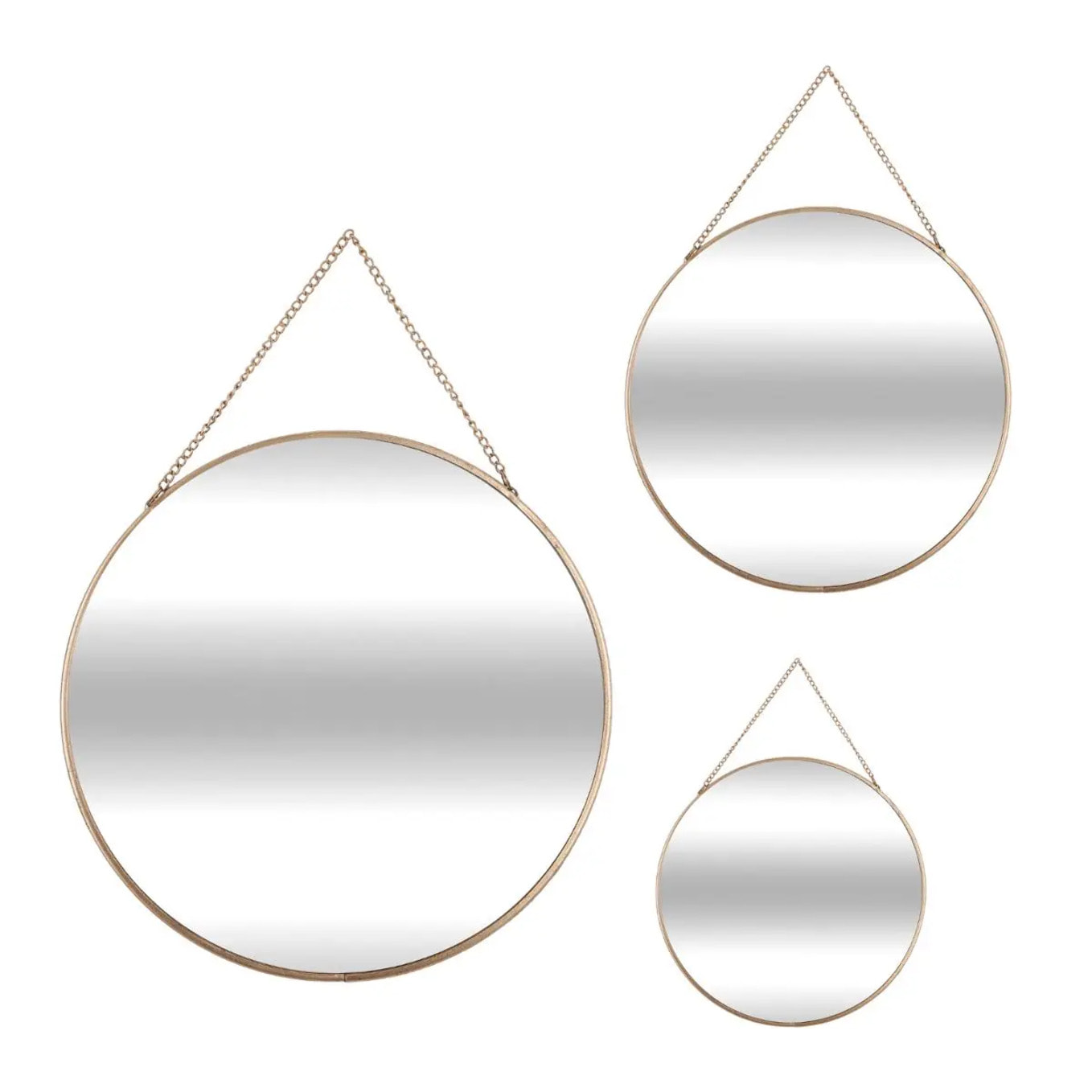 Set de 3 miroirs ronds doré D20/24/D29cm