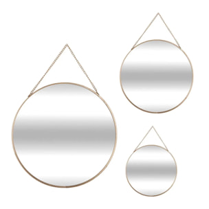 Set de 3 miroirs ronds doré D20/24/D29cm