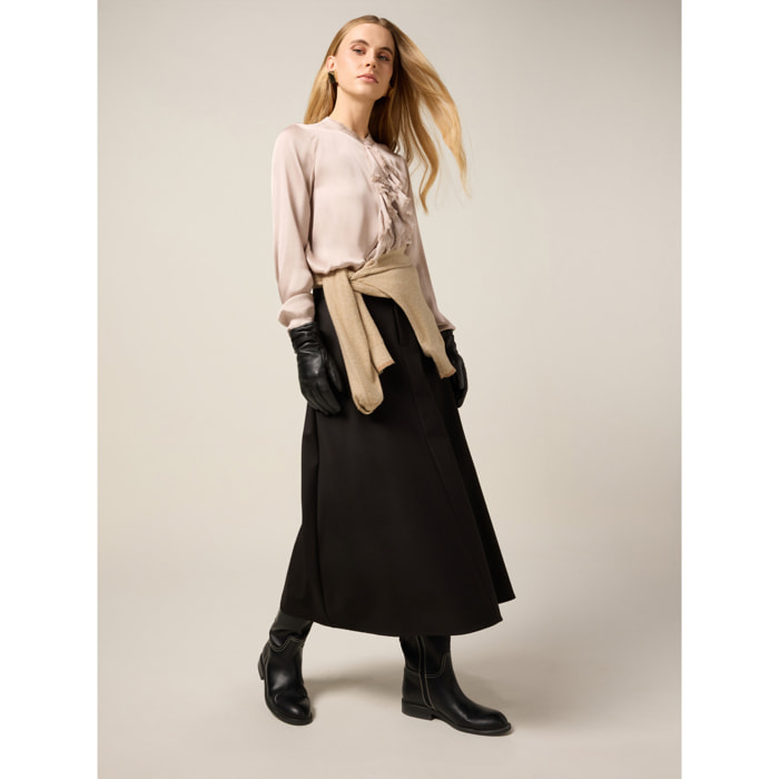 Oltre - Falda midi de franela - Negro