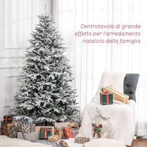 HOMCOM Albero di Natale Innevato 180cm con 2531 Rami Alto e Stretto con Base Pieghevole, Verde