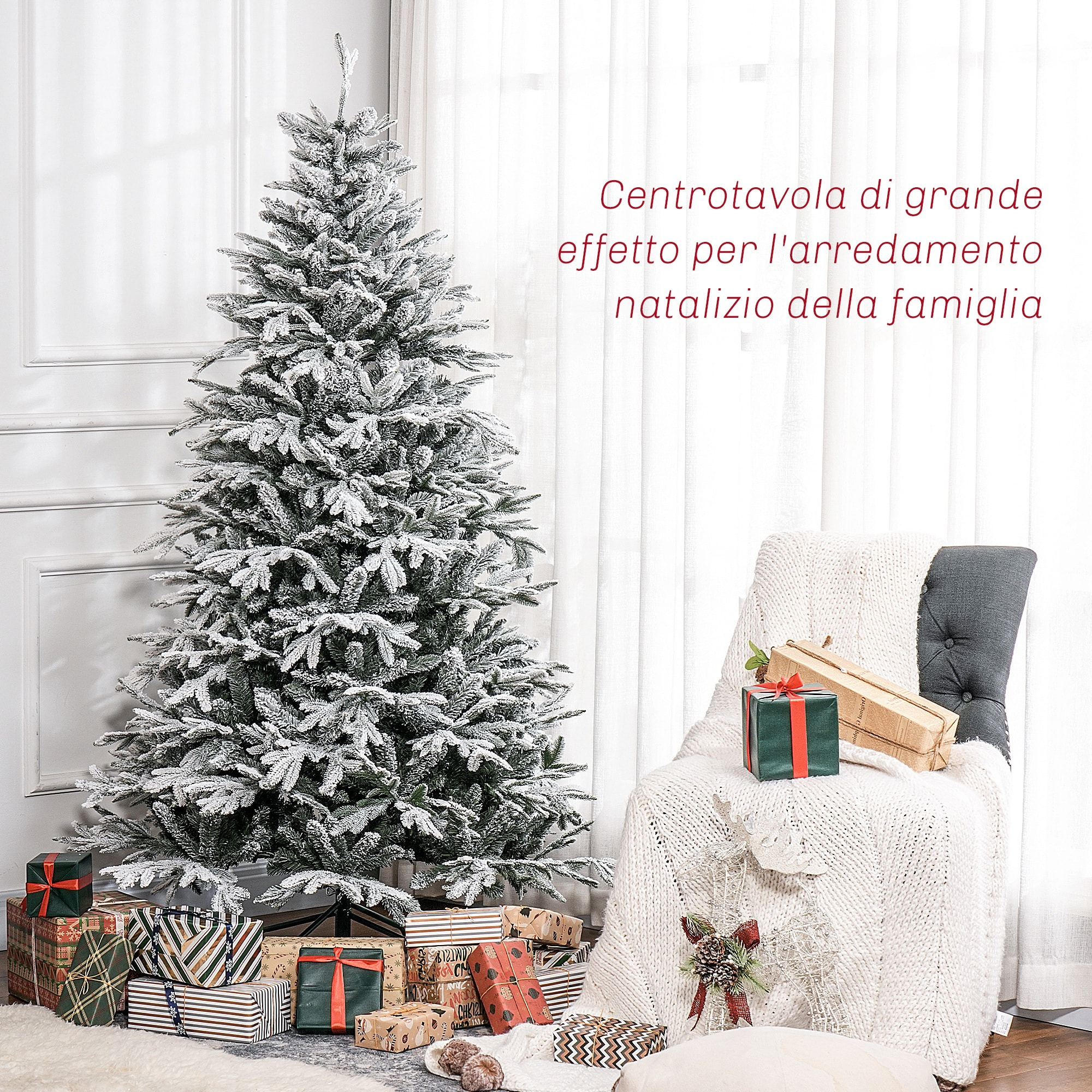 Set Di 2 Alberi Di Natale Artificiali HOMCOM Slim - 180 Cm X 55 Cm, 390 Rami, Verdi - Perfetti Per Decorare Casa E Ufficio