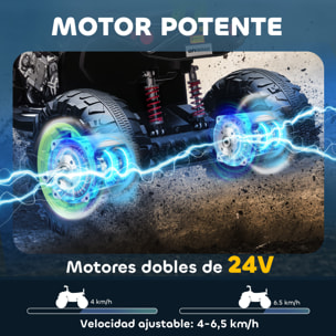 Quad Eléctrico para Niños 24V, Quad para Niños de 3-8 Años de 2 Plazas, con 2 Motores, Velocidad hasta 6,5â€¯km/h, Ruedas con Suspensión, Faros, Bocina, Música, USB, Verde