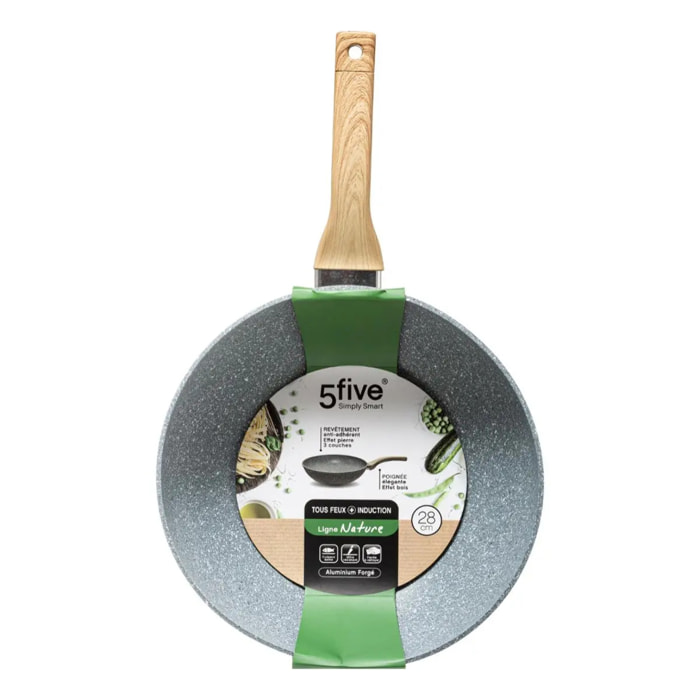 Wok aluminium forgé 28 cm Nature