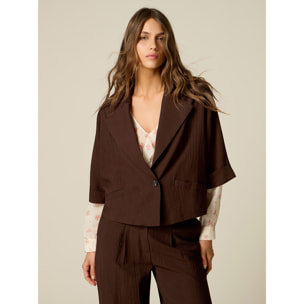 Oltre - Blazer cropped con maniche corte - Marrone