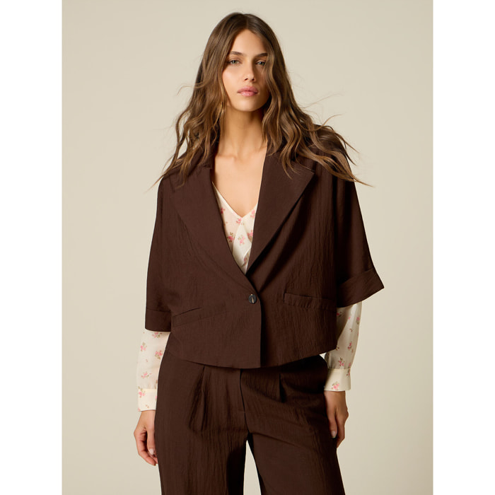 Oltre - Blazer cropped con maniche corte - Marrone