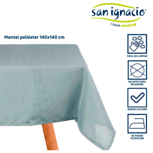 Mantel poliester 140x140cm azul palo colección KINVARA