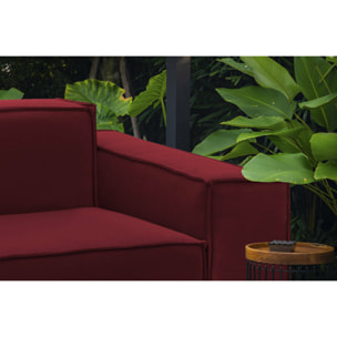 Poltrona Emanuela, Poltrona da salotto, 100% Made in Italy, Poltroncina relax in tessuto imbottito, Cm 140x95h70, Rosso