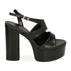 Sandalias negras con plataforma y tacón de 12 cm.