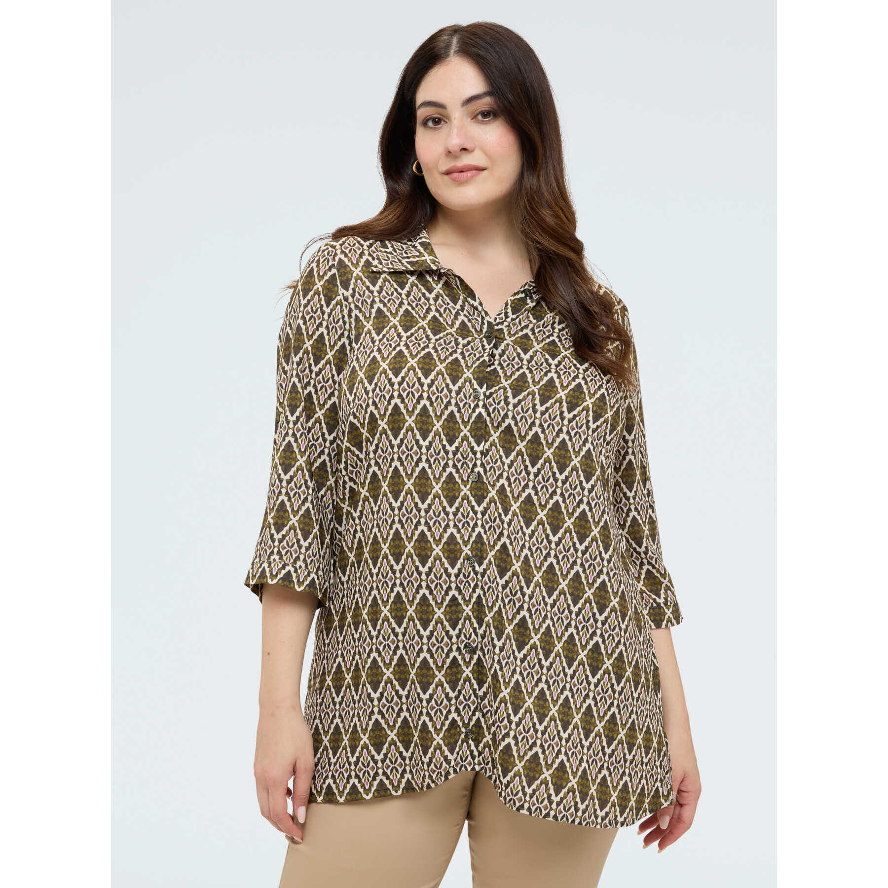 Fiorella Rubino - Camicia in viscosa con stampa - Verde militare