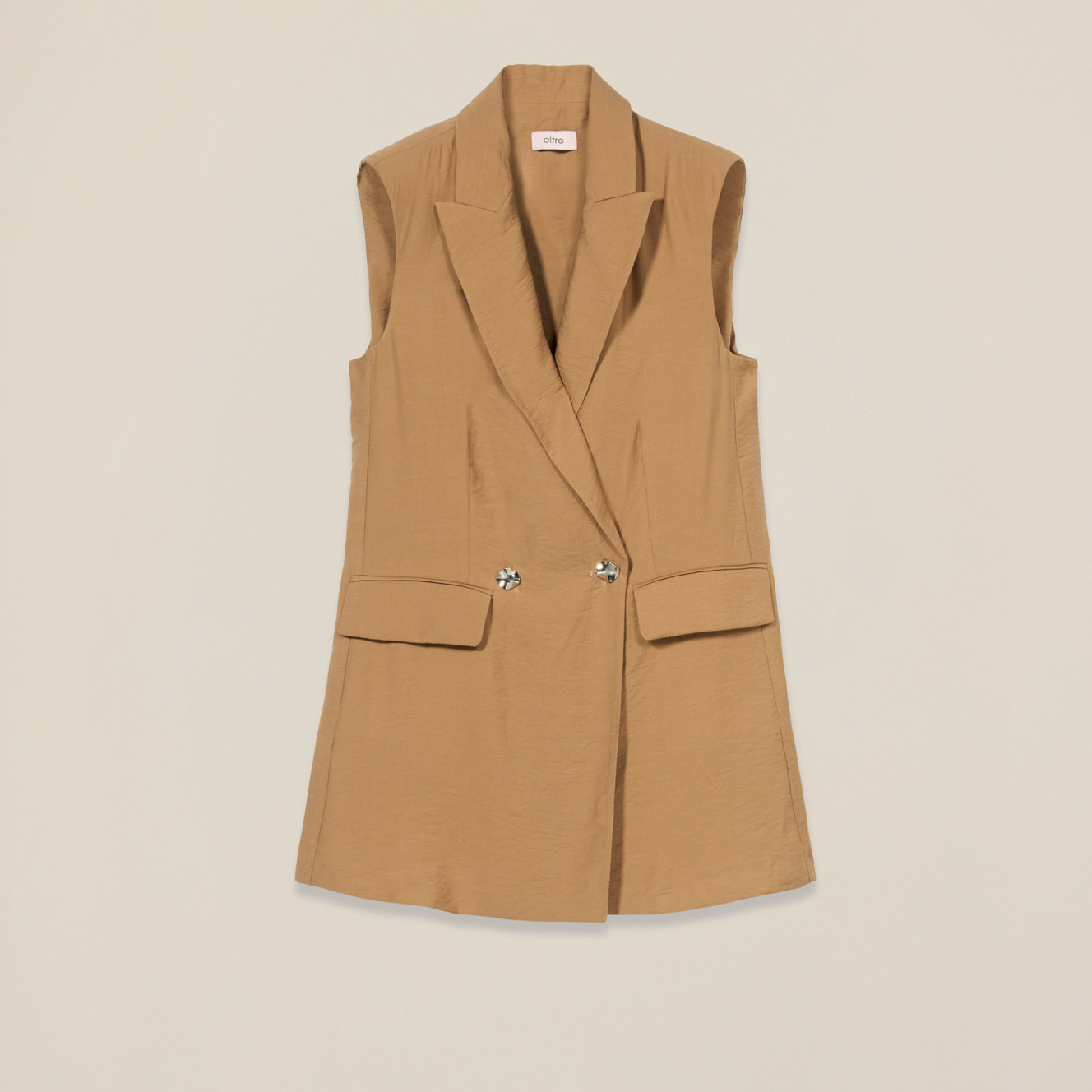 Oltre - Gilet fluido misto viscosa - Beige
