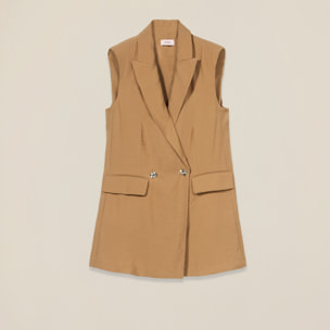 Oltre - Gilet fluido misto viscosa - Beige