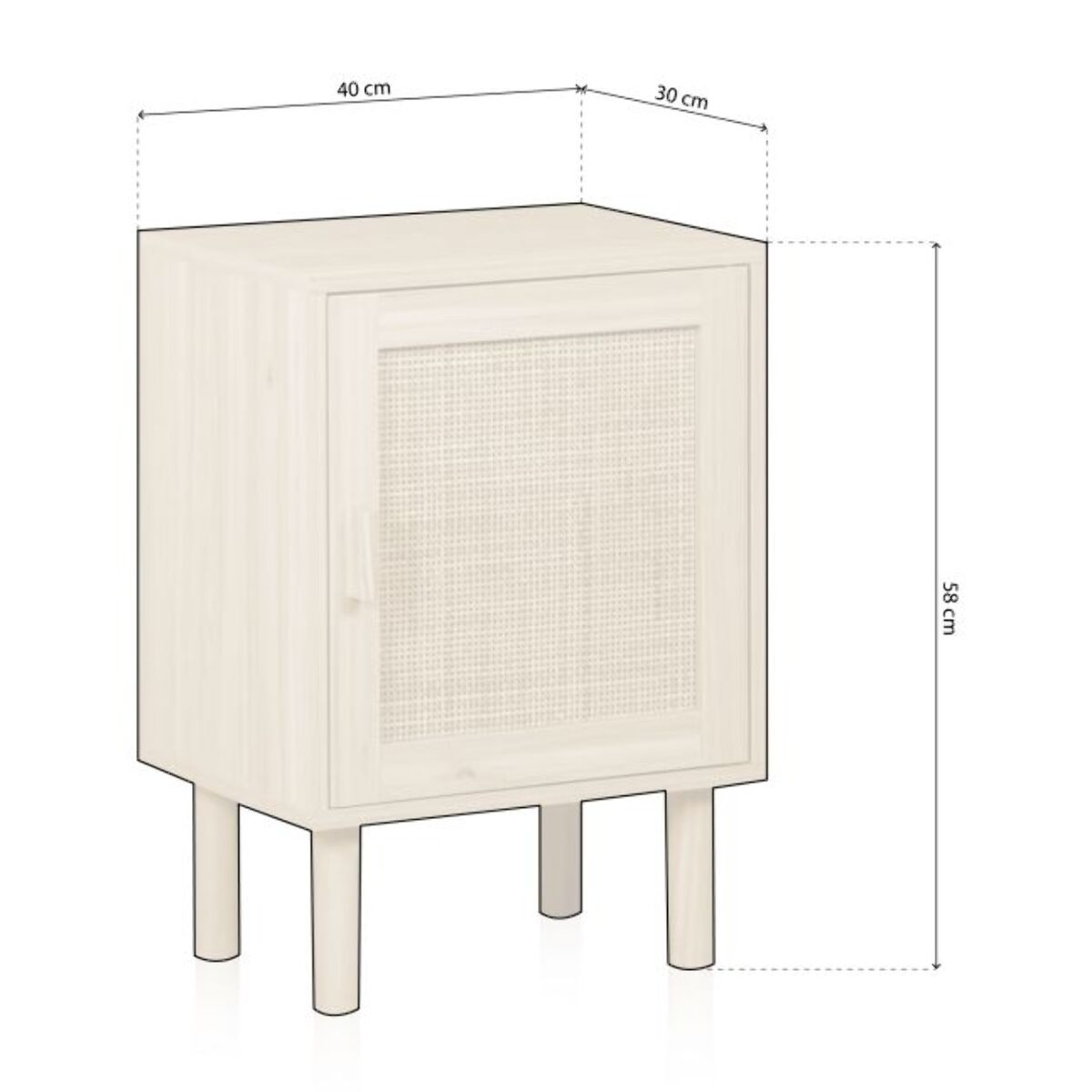 Mesita de noche Made Pino - Rattan
