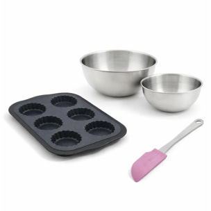 Set de 4 ustensiles de pâtisserie moule à gâteaux bol et spatule Silicone fibre de verre Silicone fibre de verre Zenker  Silicone fibre de verre