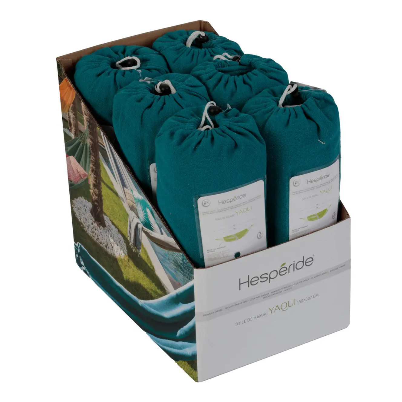 Toile de hamac double "Yaqui" bleu canard 307x150cm en polyester