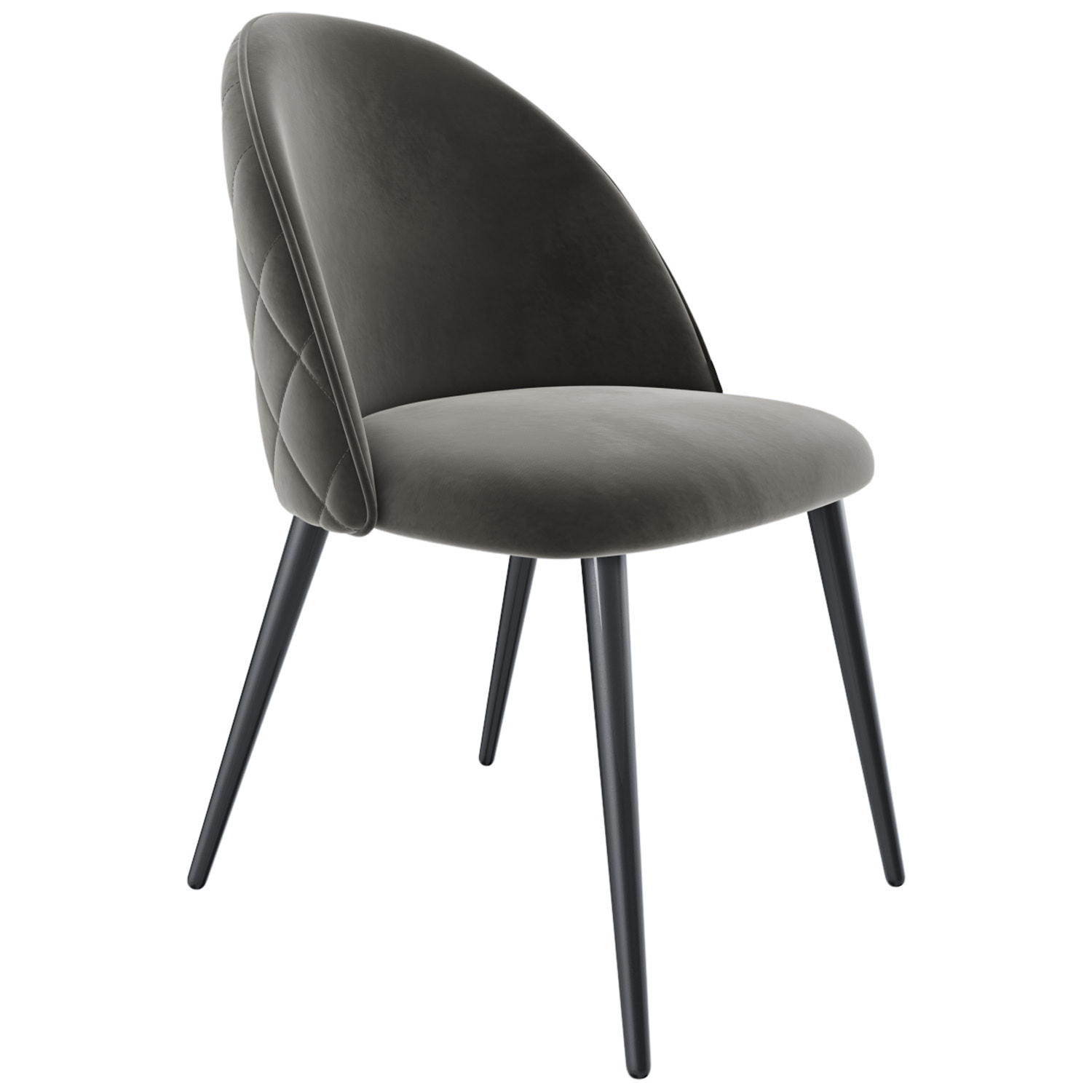 Set di 4 Sedie Imbottite Da Pranzo In Velluto Sedia Gambe In Metallo Nero Schienale Soggiorno Salotto Camera 43 x 47.5 x 80 Cm (Grigio)