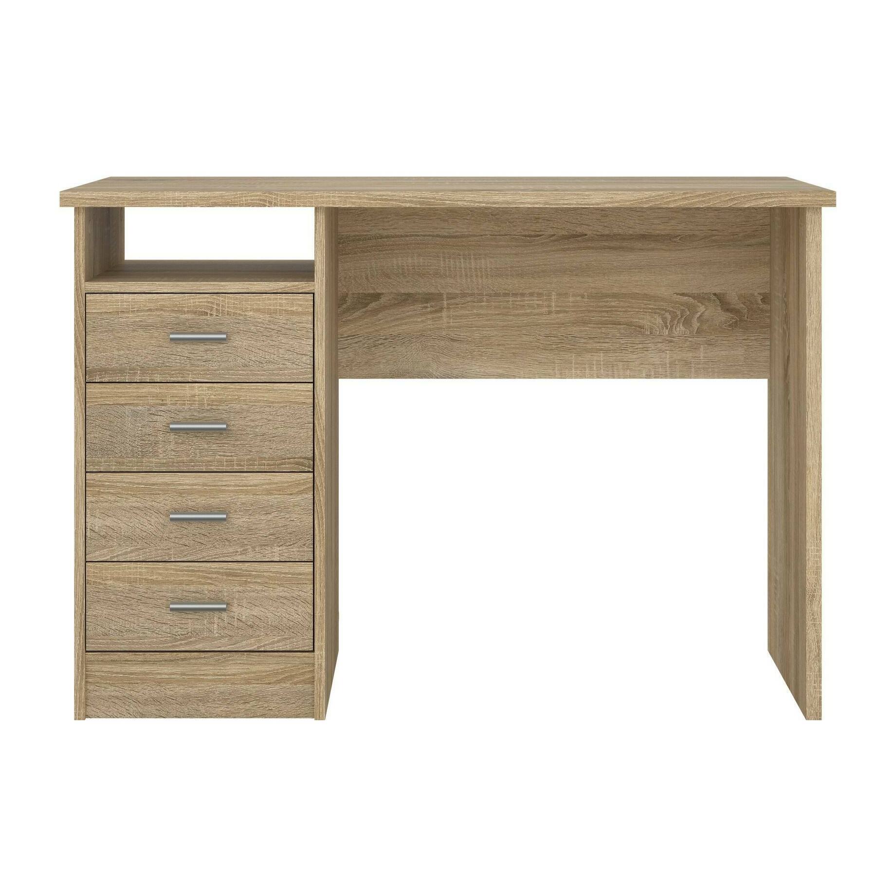 Scrivania Appollo, Scrittoio multiuso, Tavolo per ufficio porta PC, Piano di lavoro, 110x49 h76 cm, Quercia