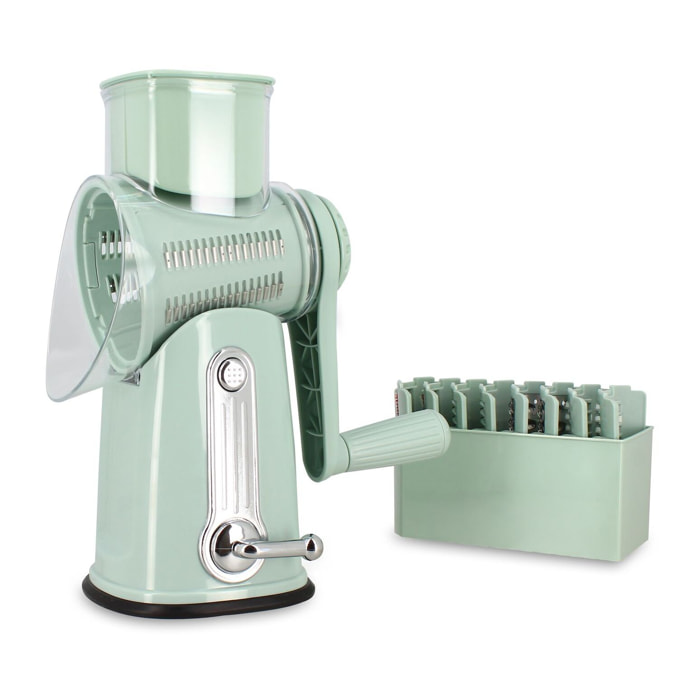 Mandoline rotative en polypropylène celadon et acier inoxydable