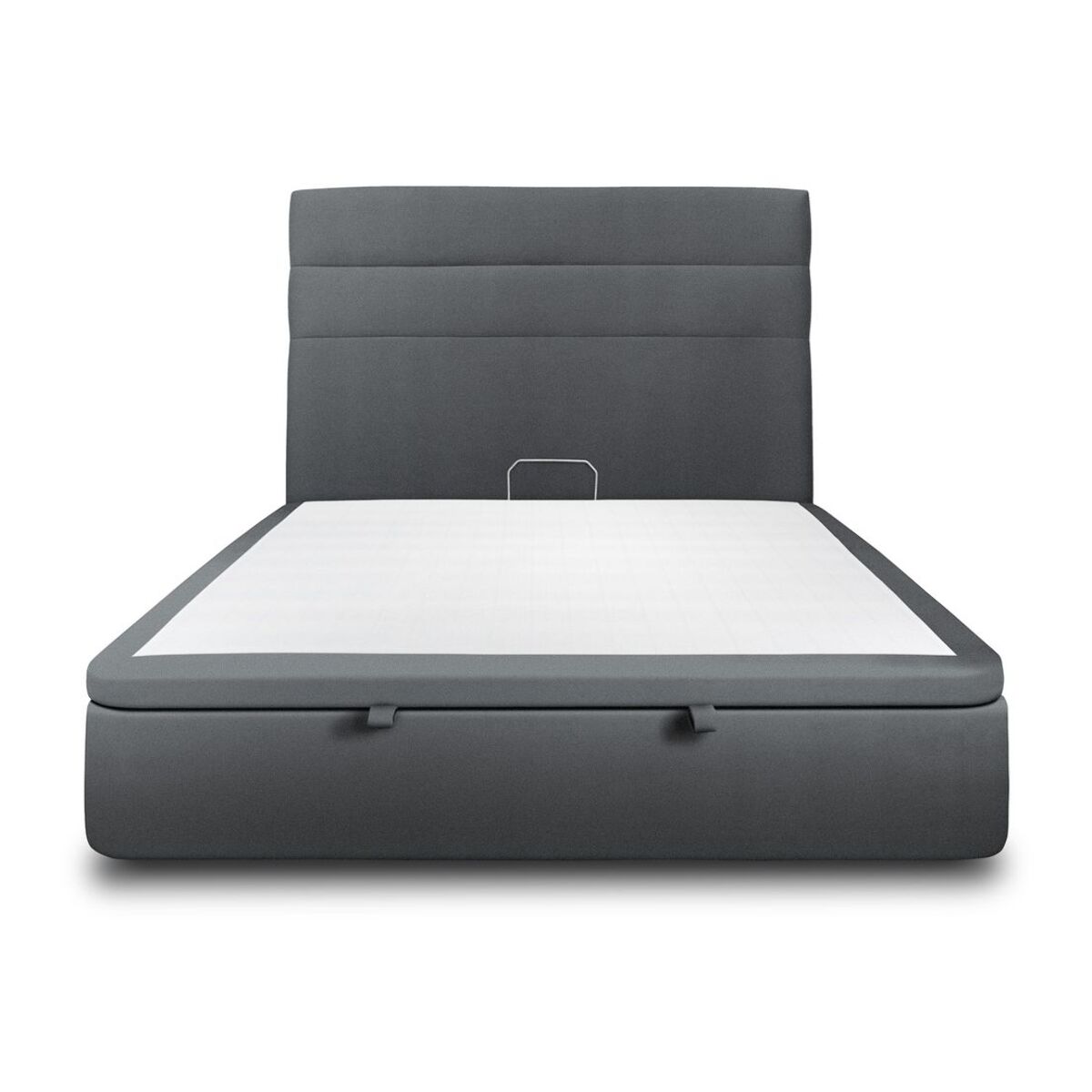 Lit avec sommier et tête de lit à lignes - Tissu velours au style chic - Adapté à tous les matelas, montage rapide - Esprit hôtel - Rangement XXL - Hauteur Totale : 39cm
