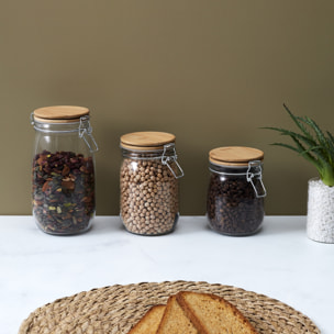 Bocal de Conservation - COOK CONCEPT - Éco-Responsable - Transparent - Bouchon en Bois