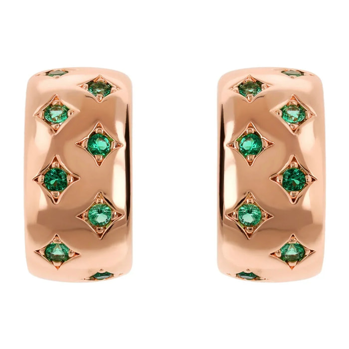 Orecchini a Cerchio Étoile con Punti Luce in Cubic Zirconia Arancioni