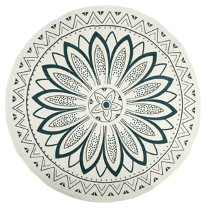 Tapis Rond Imprime Mandala Vert 90cm