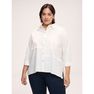 Fiorella Rubino - Camisa de mezcla de algodón con dobladillo asimétrico - Blanco