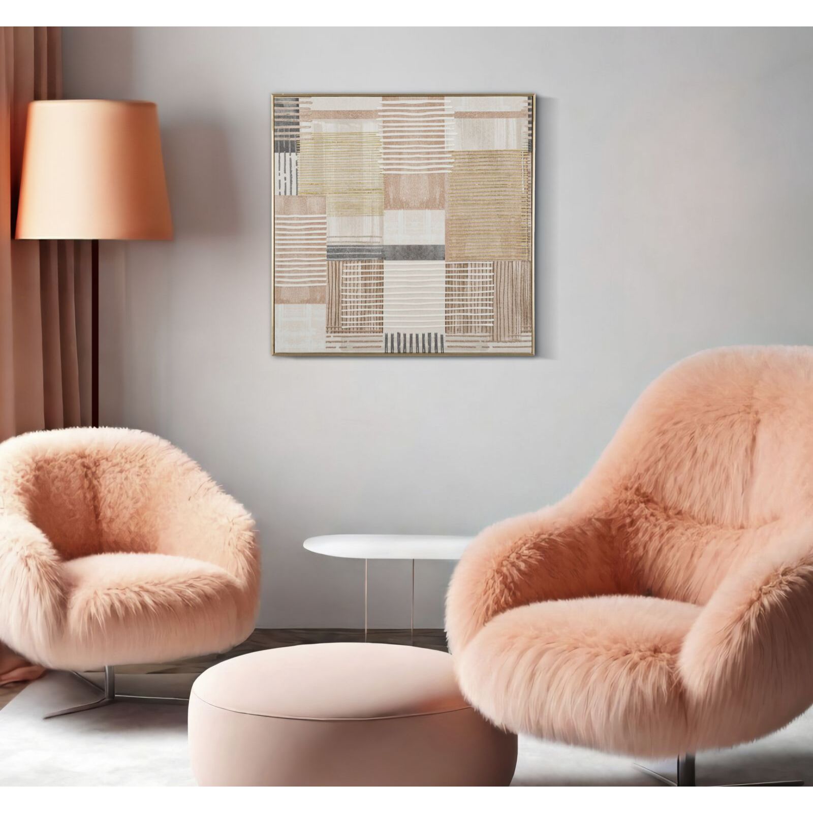 STAMPA DIPINTA SU TELA LIGNES C/CORNICE -B- CM 60X3X60