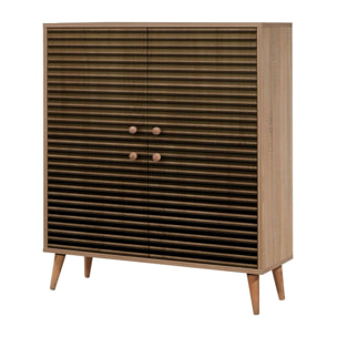 Credenza Dgiannin, Buffet da soggiorno, Madia da salotto, Dispensa da cucina, 95x36h111 cm, Quercia