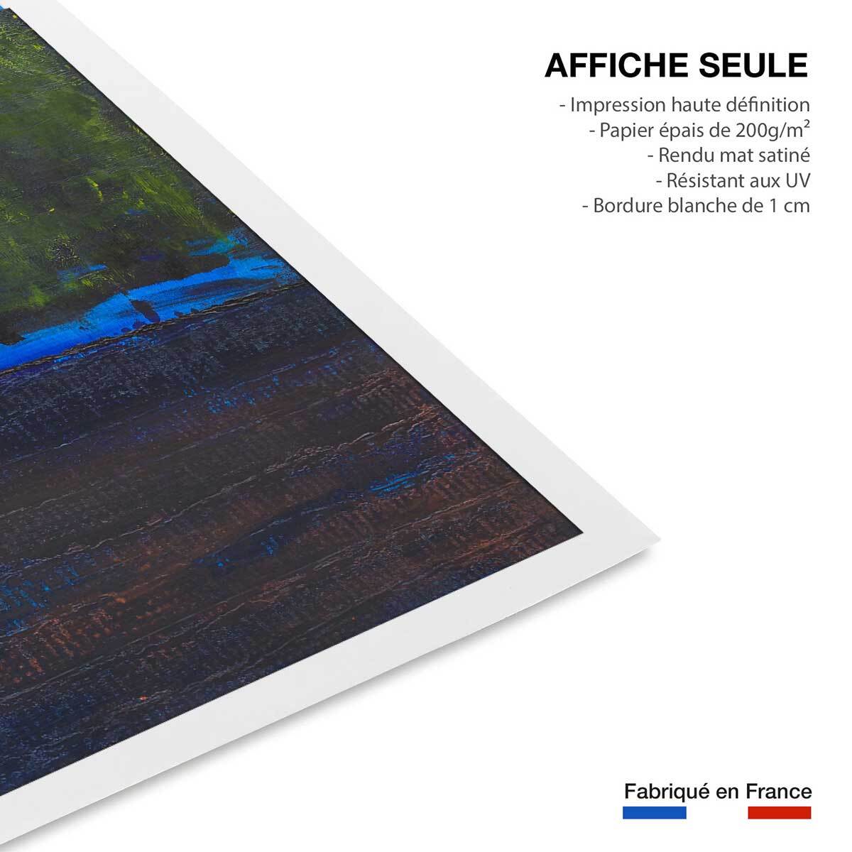Affiche abstrait boreales bleues Affiche seule