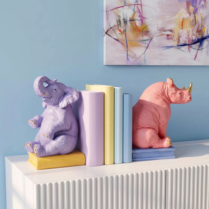 Serre-livres éléphant et rhinocéros set de 2 Kare Design