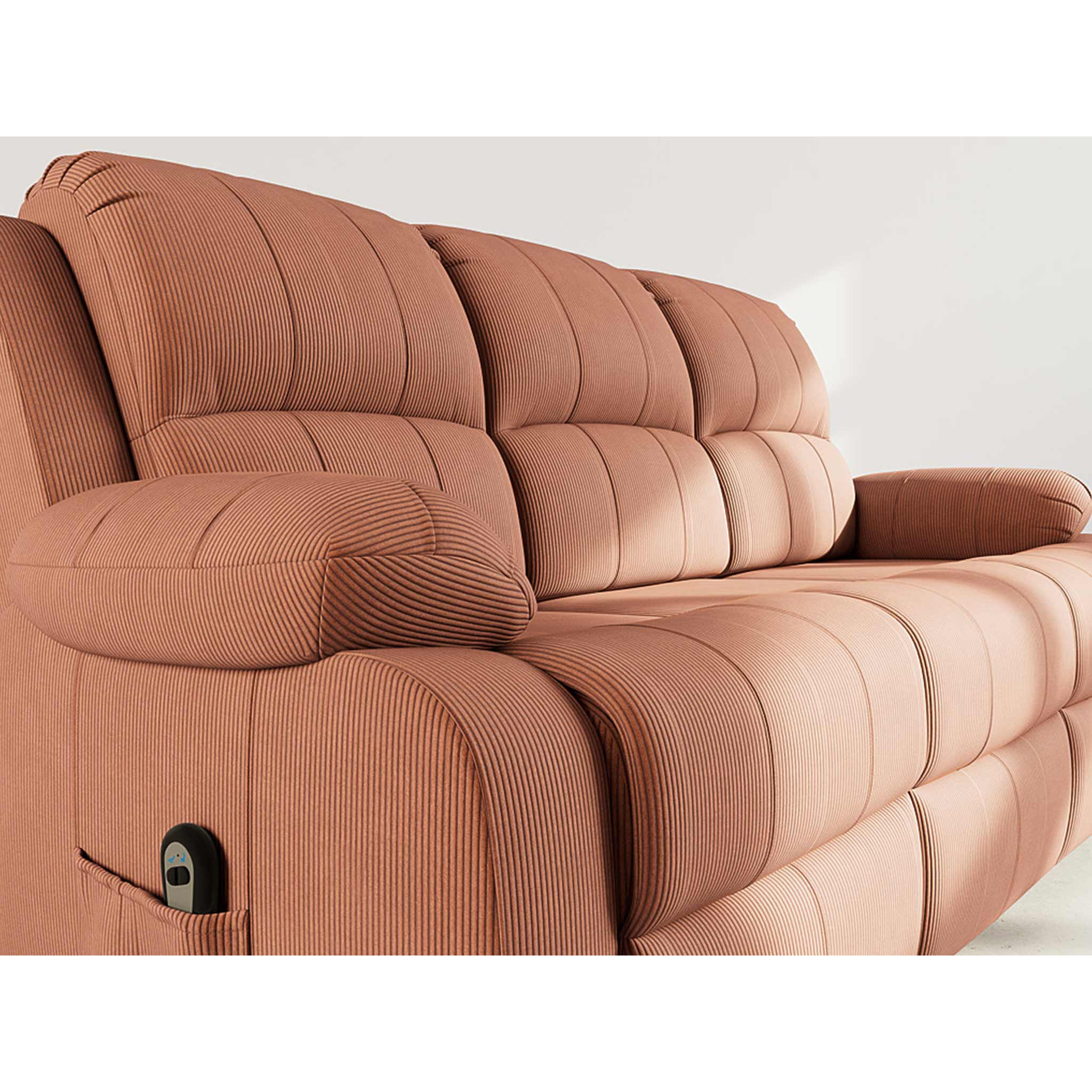 Armand - Canapé 3 places relax électrique en velours côtelé - Terracotta
