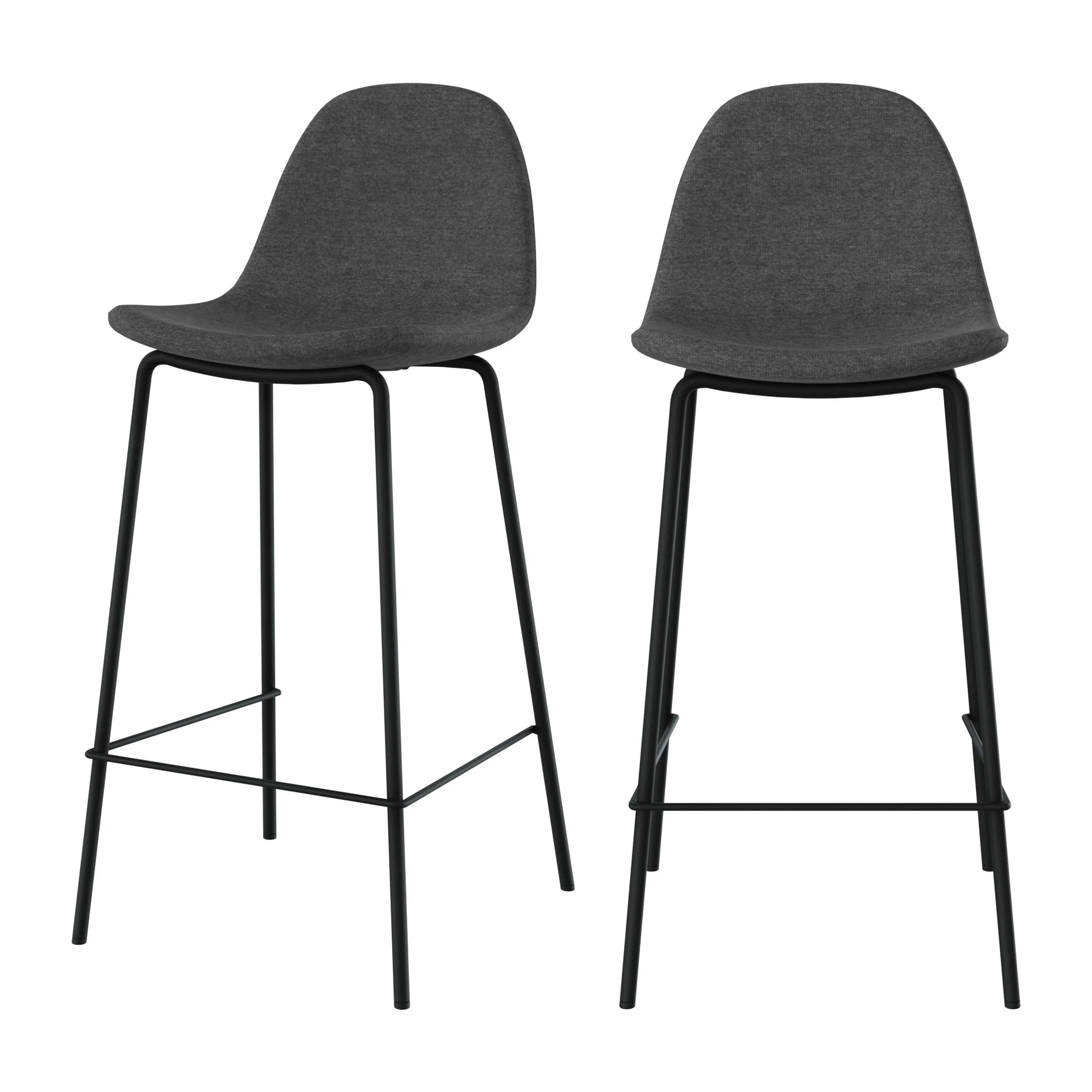 Lot de 2 chaises pour îlot central en tissu gris foncé 65,5 cm - Henrik